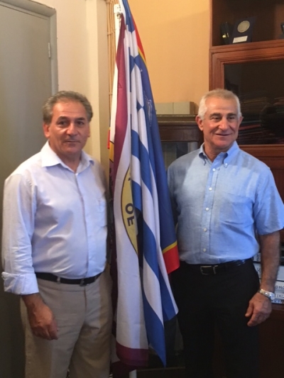 Εθιμοτυπική επίσκεψη του Δημάρχου του Τάρπον Σπρινγκς κου Χρυσόστομου Αλαχούζου στο Δήμαρχο Καλυμνίων κο Ιωάννη Γαλουζή